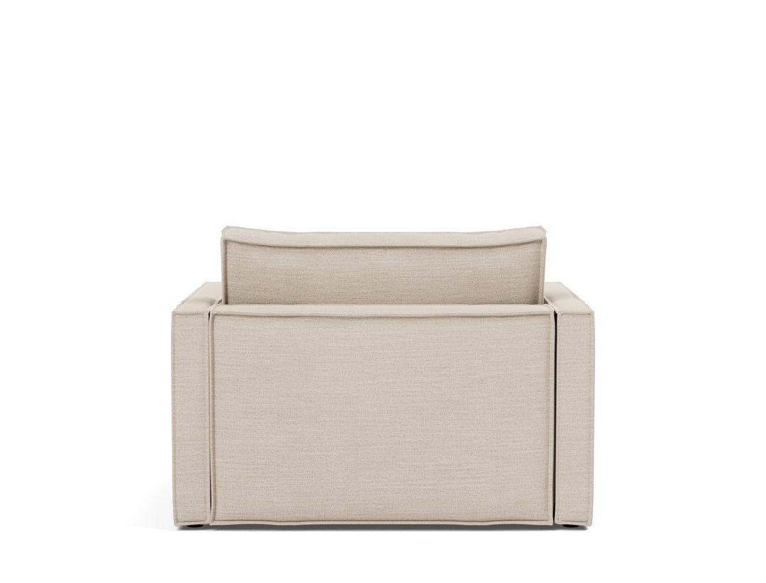 Newilla Lounger Chair (slim arms) by Innovation Living in Blida Sand Grey, sofa position, back view on white
