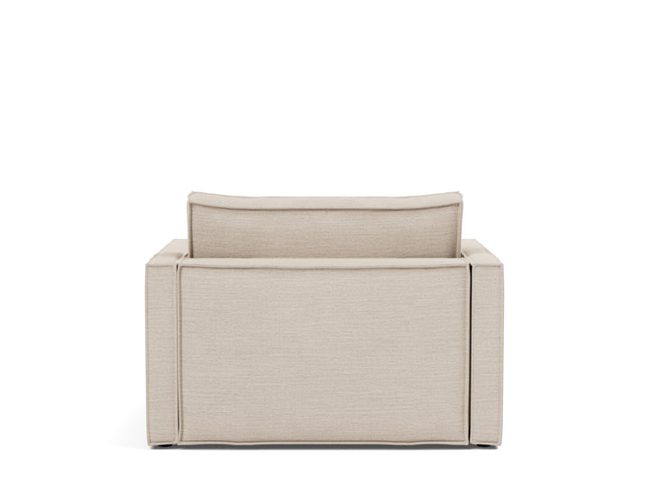 Newilla Lounger Chair (slim arms) by Innovation Living in Blida Sand Grey, sofa position, back view on white