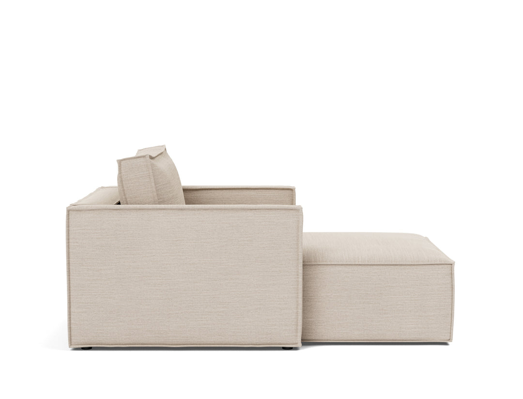 Newilla Lounger Chair (slim arms) by Innovation Living in Blida Sand Grey, sofa position, side view on white