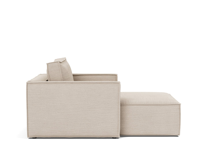 Newilla Lounger Chair (slim arms) by Innovation Living in Blida Sand Grey, sofa position, side view on white