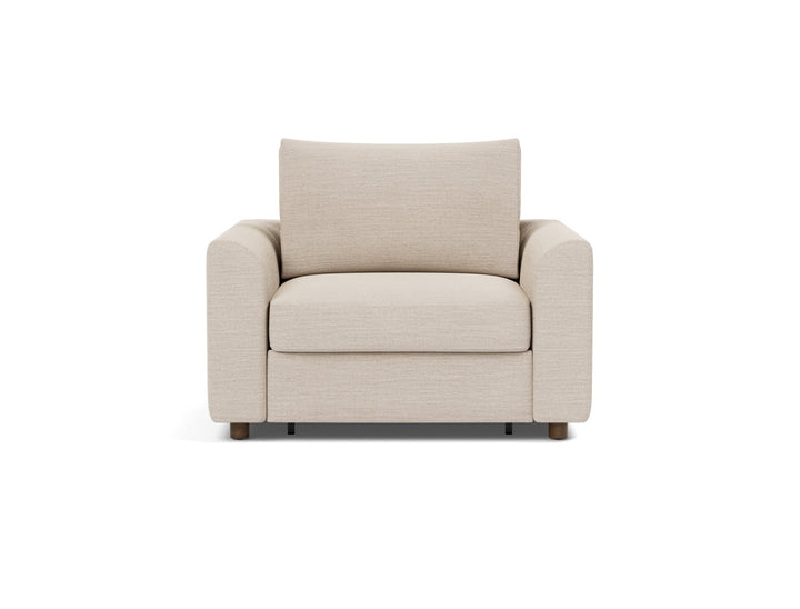 Neah Sleeper Chair (curved arms) by Innovation Living in Blida Sand Grey, sofa position, front view on white