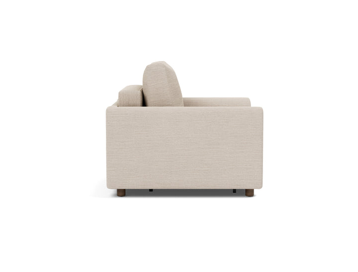Neah Sleeper Chair (curved arms) by Innovation Living in Blida Sand Grey, sofa position, side view on white