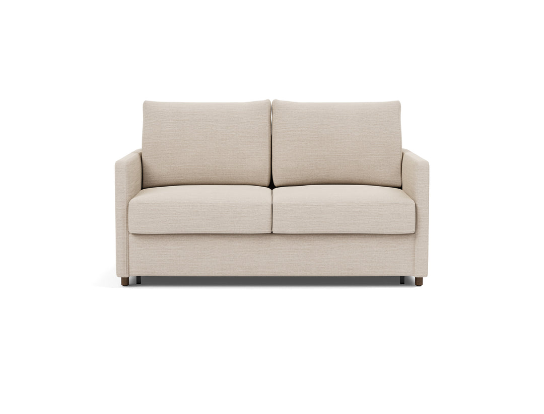 Neah Sleeper Sofa (slim arms) by Innovation Living in Blida Sand Grey, sofa position, front view on white
