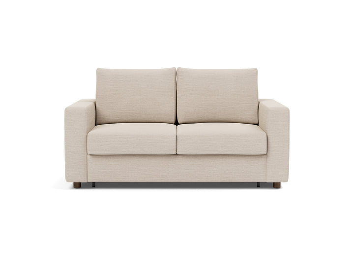 Neah Sleeper Sofa (standard arms) by Innovation Living in Blida Sand Grey, sofa position, front view on white