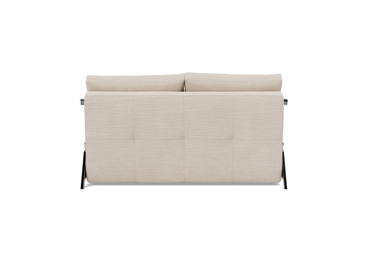 Cubed Sleeper Sofa with Chrome Legs (chrome legs) by Innovation Living in Blida Sand Grey, sofa position, back view on white