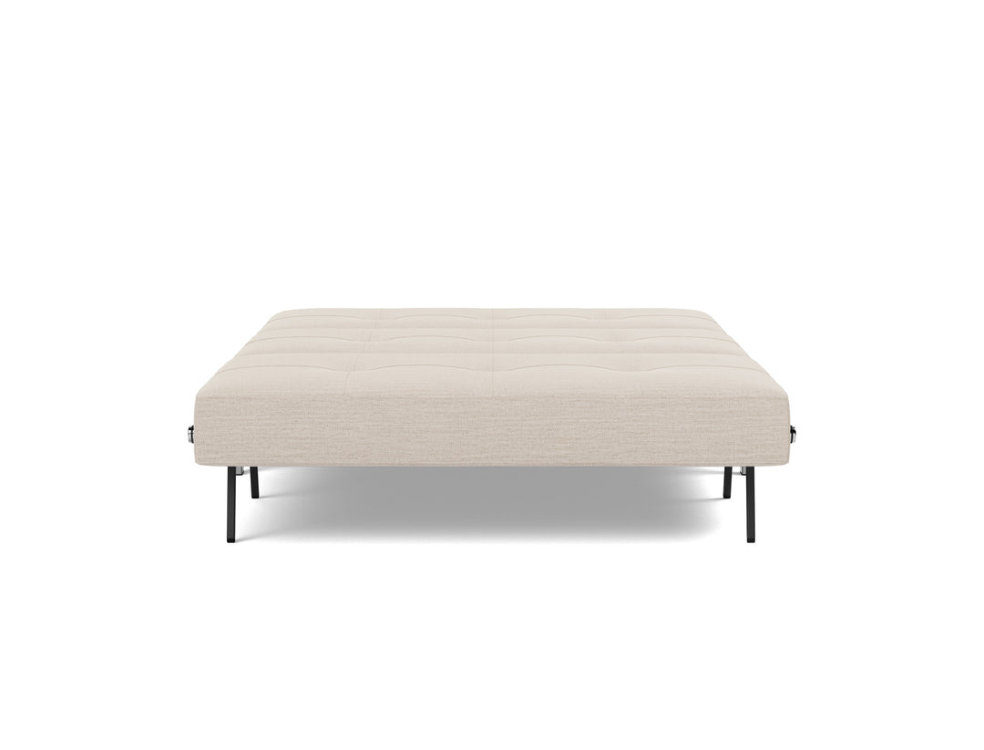 Cubed Sleeper Sofa with Chrome Legs (chrome legs) by Innovation Living in Blida Sand Grey, bed position, front view on white