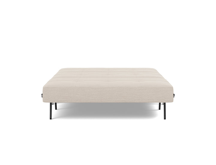 Cubed Sleeper Sofa with Chrome Legs (chrome legs) by Innovation Living in Blida Sand Grey, bed position, front view on white