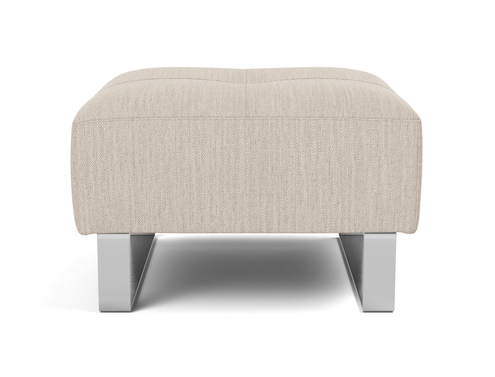Supremax/Cassius D.E.L. ottoman by Innovation Living in Blida Sand Grey, sofa position, front view on white
