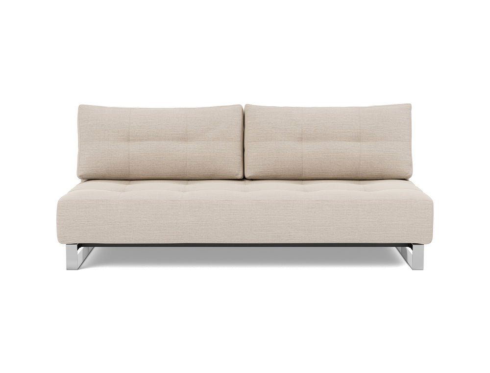 Supremax D.E.L. Sleeper Sofa by Innovation Living in Blida Sand Grey, sofa position, front view on white