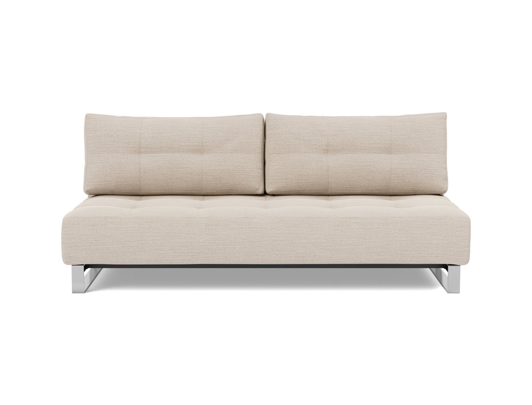 Supremax D.E.L. Sleeper Sofa by Innovation Living in Blida Sand Grey, sofa position, front view on white