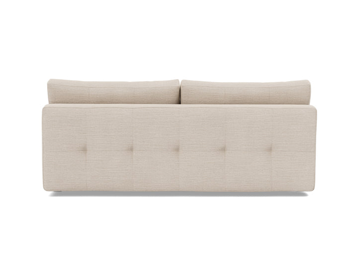 Supremax D.E.L. Sleeper Sofa by Innovation Living in Blida Sand Grey, sofa position, back view on white