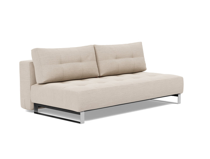 Supremax D.E.L. Sleeper Sofa by Innovation Living in Blida Sand Grey, sofa position, three-quarter view on white
