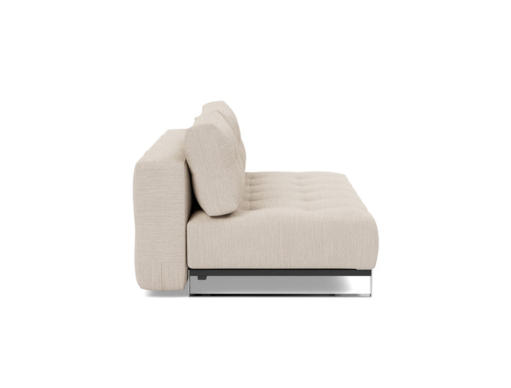 Supremax D.E.L. Sleeper Sofa by Innovation Living in Blida Sand Grey, sofa position, side view on white
