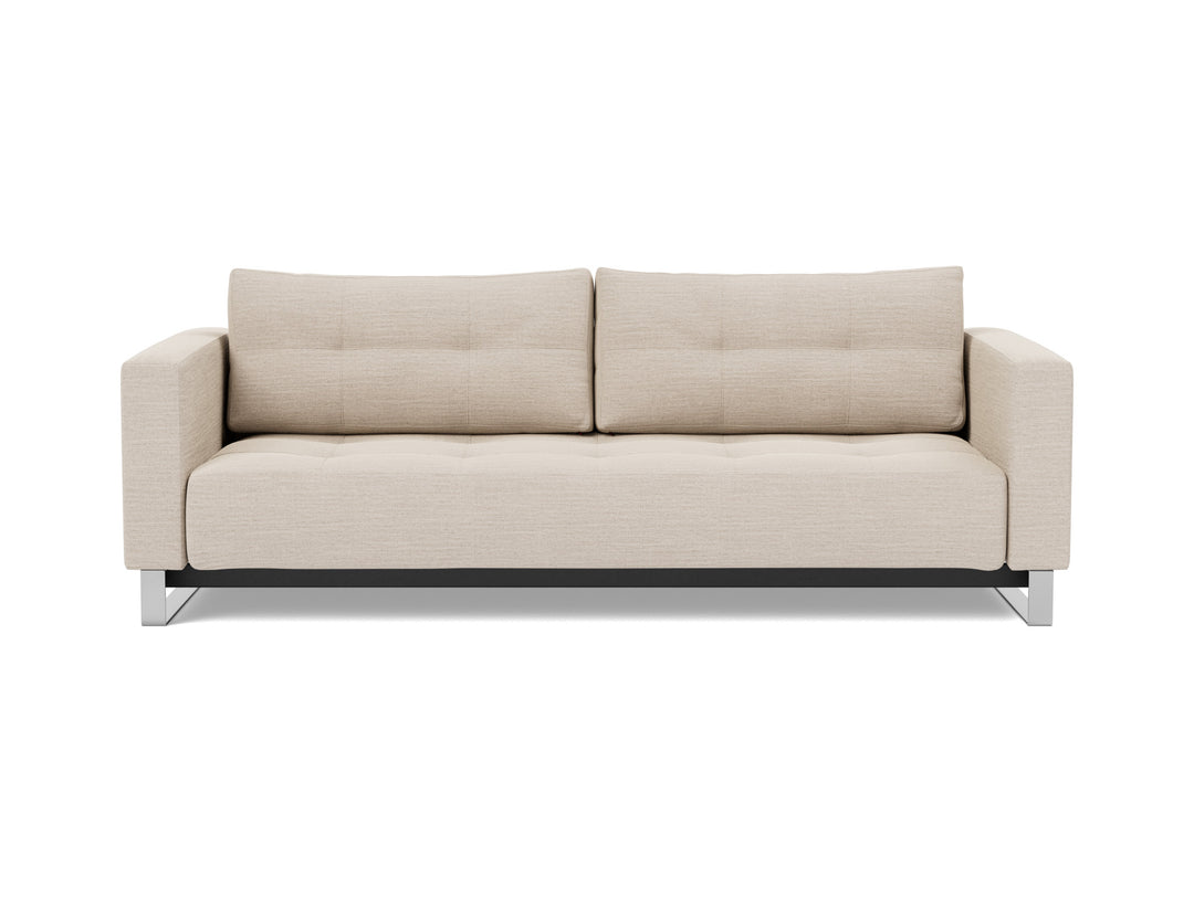 Cassius D.E.L. Sleeper Sofa by Innovation Living in Blida Sand Grey, sofa position, front view on white