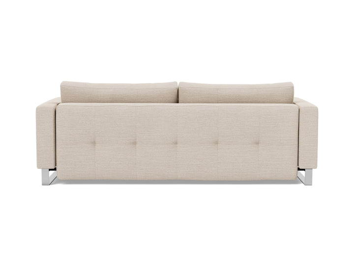 Cassius D.E.L. Sleeper Sofa by Innovation Living in Blida Sand Grey, sofa position, back view on white