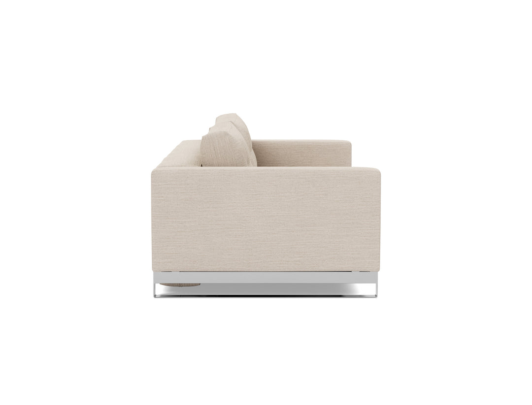 Cassius D.E.L. Sleeper Sofa by Innovation Living in Blida Sand Grey, sofa position, side view on white