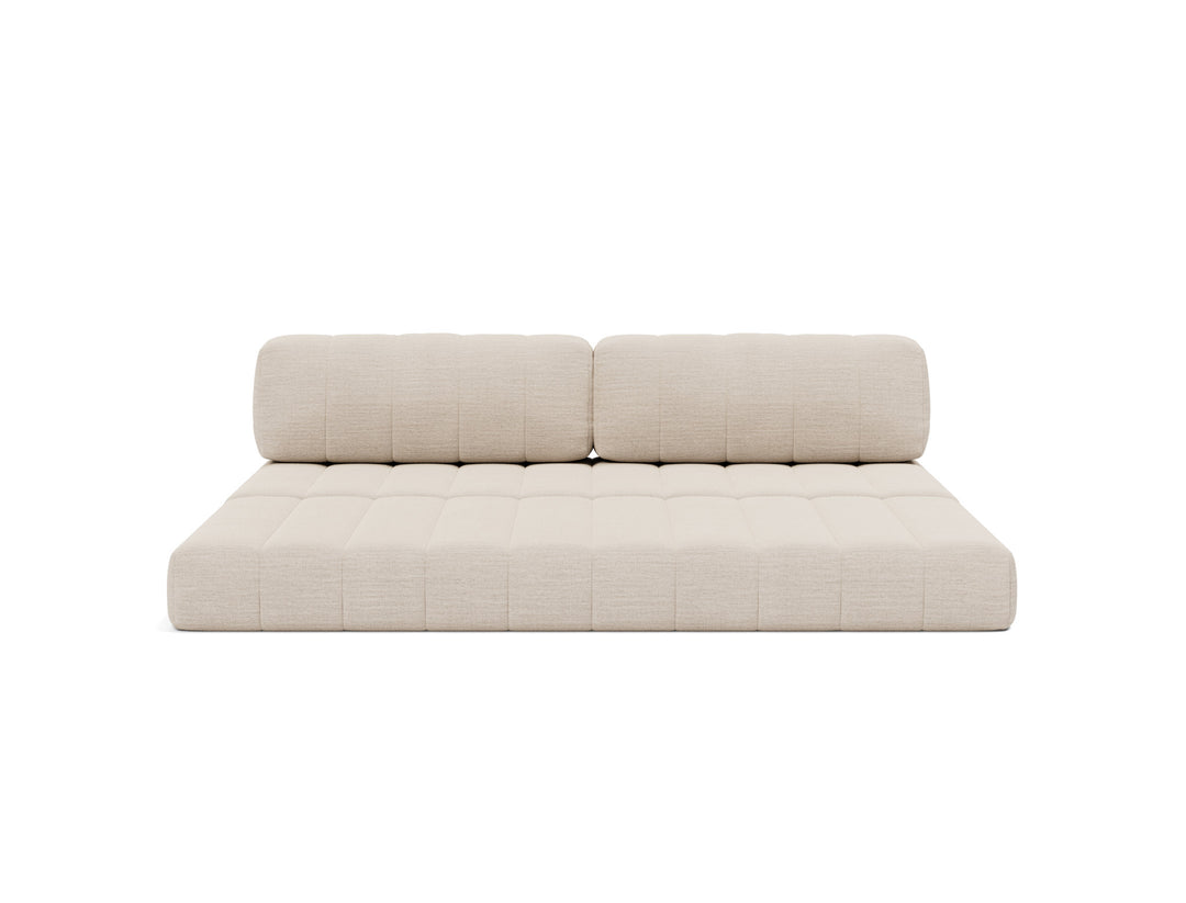 CozyPad Sleeper Sofa by Innovation Living in Blida Sand Grey, relax position, front view on white