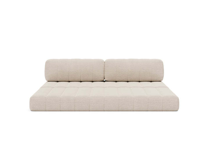 CozyPad Sleeper Sofa by Innovation Living in Blida Sand Grey, relax position, front view on white