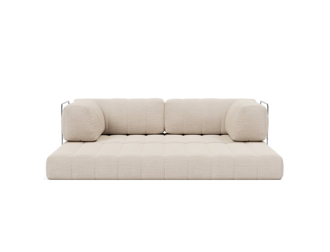 CozyPad Sleeper Sofa with arms by Innovation Living in Blida Sand Grey, relax position, front view on white