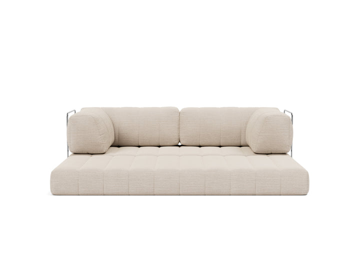 CozyPad Sleeper Sofa with arms by Innovation Living in Blida Sand Grey, relax position, front view on white