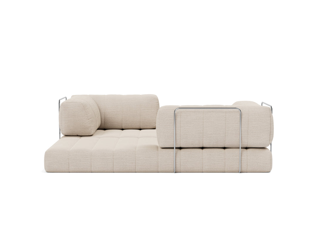 CozyPad Sleeper Sofa with arms by Innovation Living in Blida Sand Grey, lounger position, front view on white