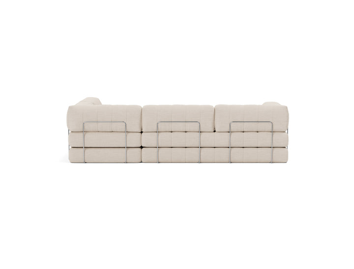 CozyPad Sleeper Sofa L-Shape with arm by Innovation Living in Blida Sand Grey, sofa position, back view on white