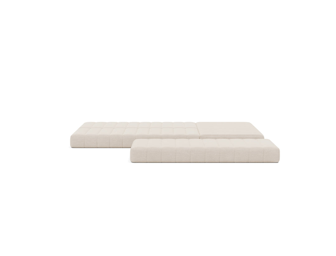 CozyPad Sleeper Sofa L-Shape with arm by Innovation Living in Blida Sand Grey, bed position, front view on white