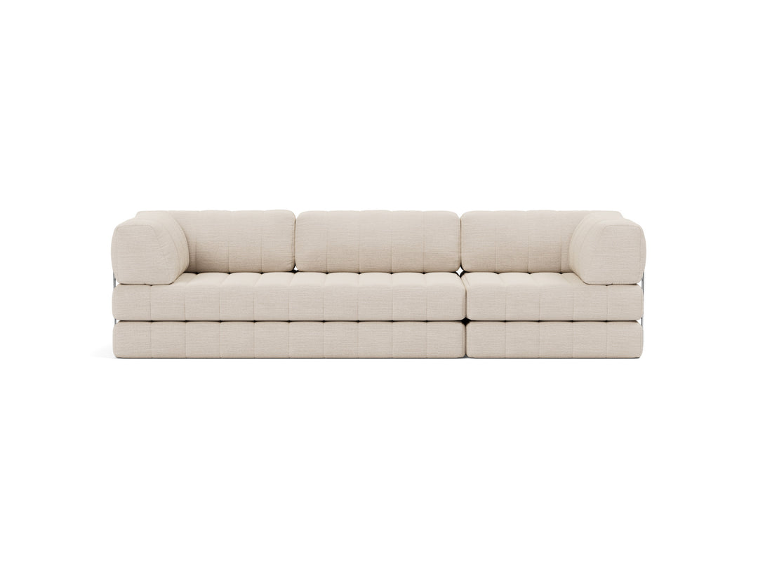 CozyPad Sleeper Sofa Grand with arms by Innovation Living in Blida Sand Grey, sofa position, front view on white