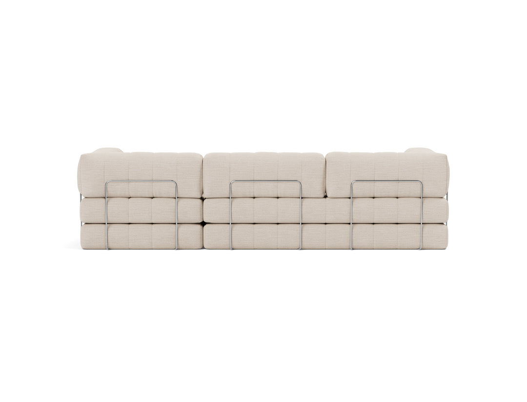 CozyPad Sleeper Sofa Grand with arms by Innovation Living in Blida Sand Grey, sofa position, back view on white