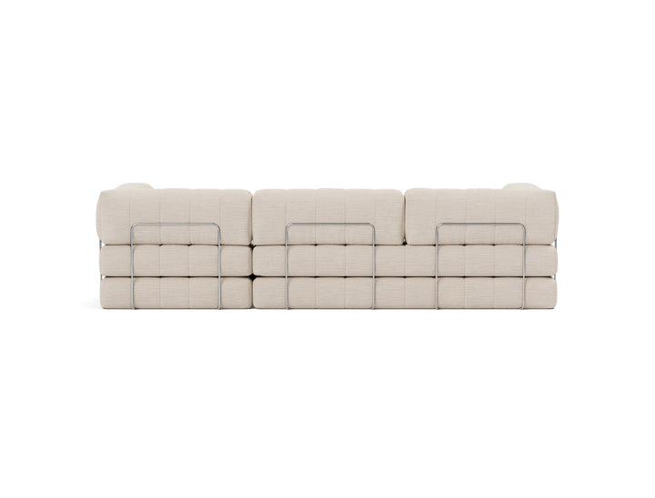 CozyPad Sleeper Sofa Grand with arms by Innovation Living in Blida Sand Grey, sofa position, back view on white