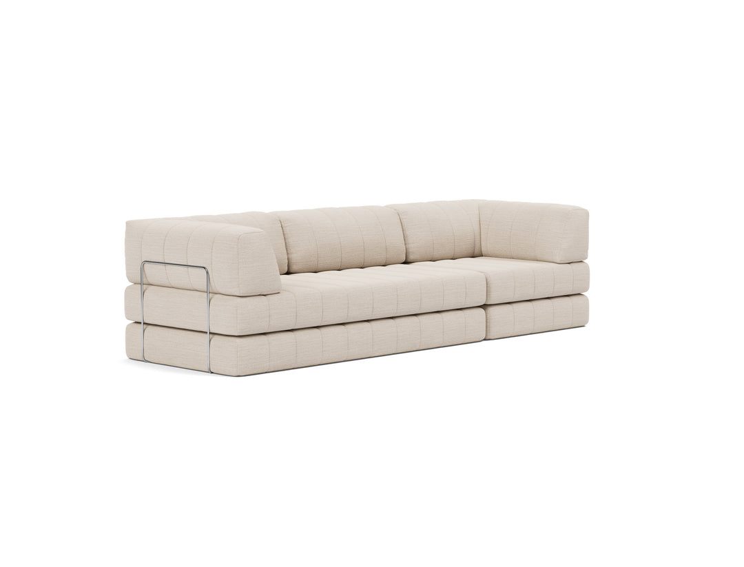 CozyPad Sleeper Sofa Grand with arms by Innovation Living in Blida Sand Grey, sofa position, three-quarter view on white