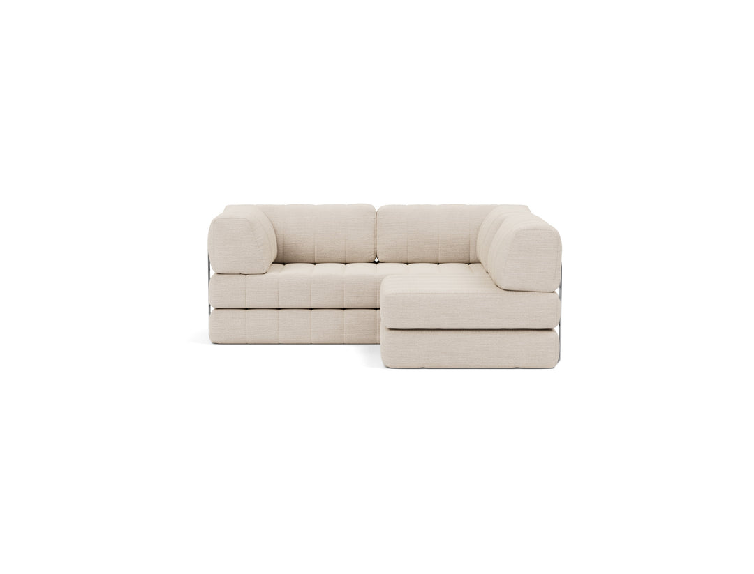 CozyPad Sleeper Sofa Grand with arms by Innovation Living in Blida Sand Grey, relax position, front view on white