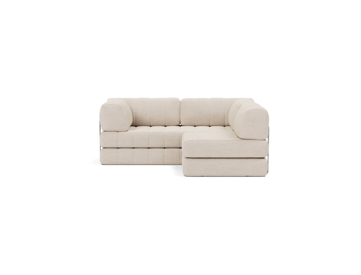 CozyPad Sleeper Sofa Grand with arms by Innovation Living in Blida Sand Grey, relax position, front view on white