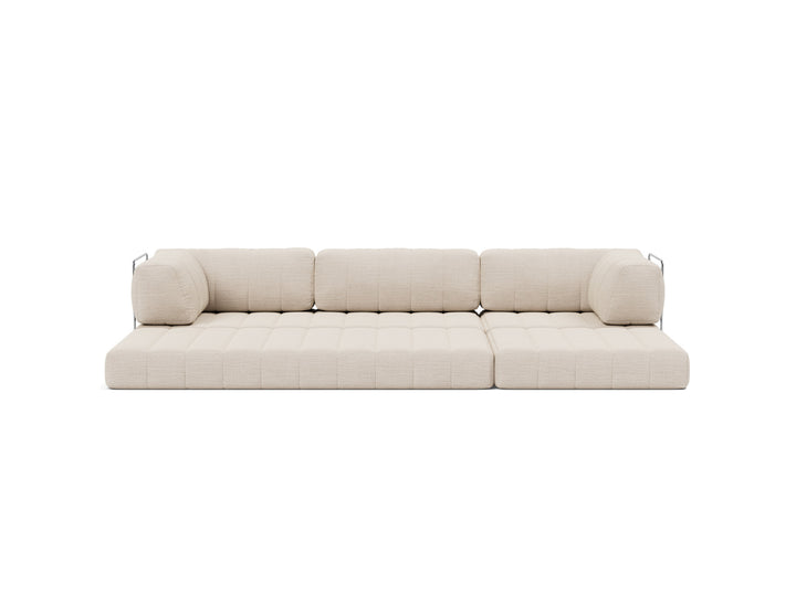 CozyPad Sleeper Sofa Grand with arms by Innovation Living in Blida Sand Grey, lounger position, front view on white