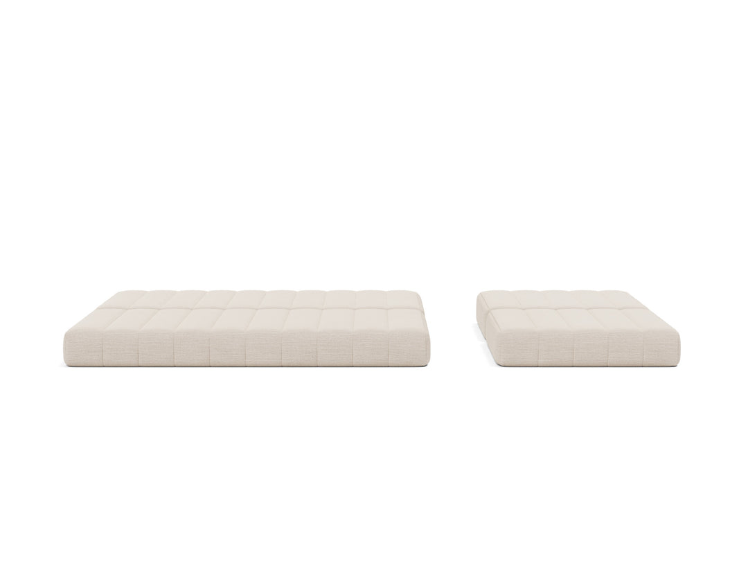 CozyPad Sleeper Sofa Grand with arms by Innovation Living in Blida Sand Grey, bed position, front view on white