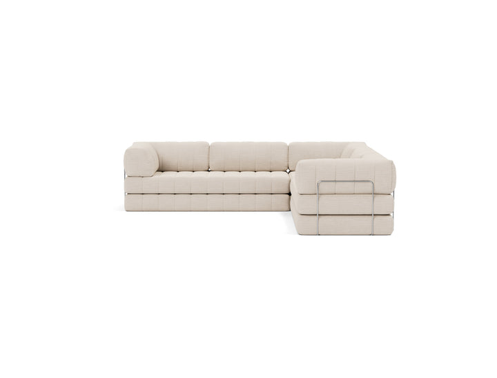 CozyPad Sleeper Sofa Corner with arms by Innovation Living in Blida Sand Grey, sofa position, front view on white