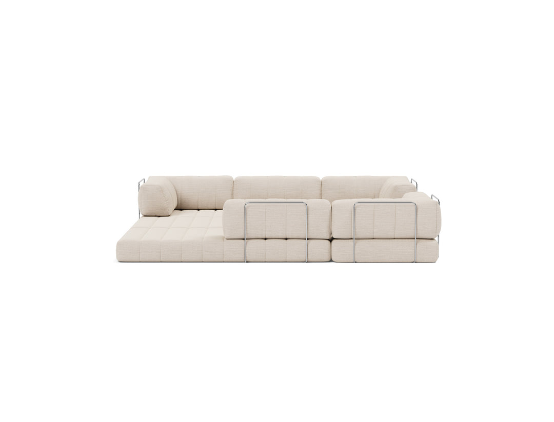CozyPad Sleeper Sofa Corner with arms by Innovation Living in Blida Sand Grey, bed position, front view on white