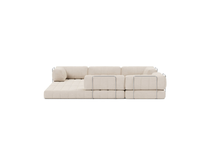 CozyPad Sleeper Sofa Corner with arms by Innovation Living in Blida Sand Grey, bed position, front view on white