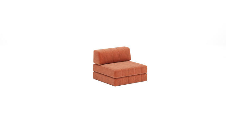 CozyPad Chair by Innovation Living in Esina Rust Orange, sofa position, three-quarter view on white