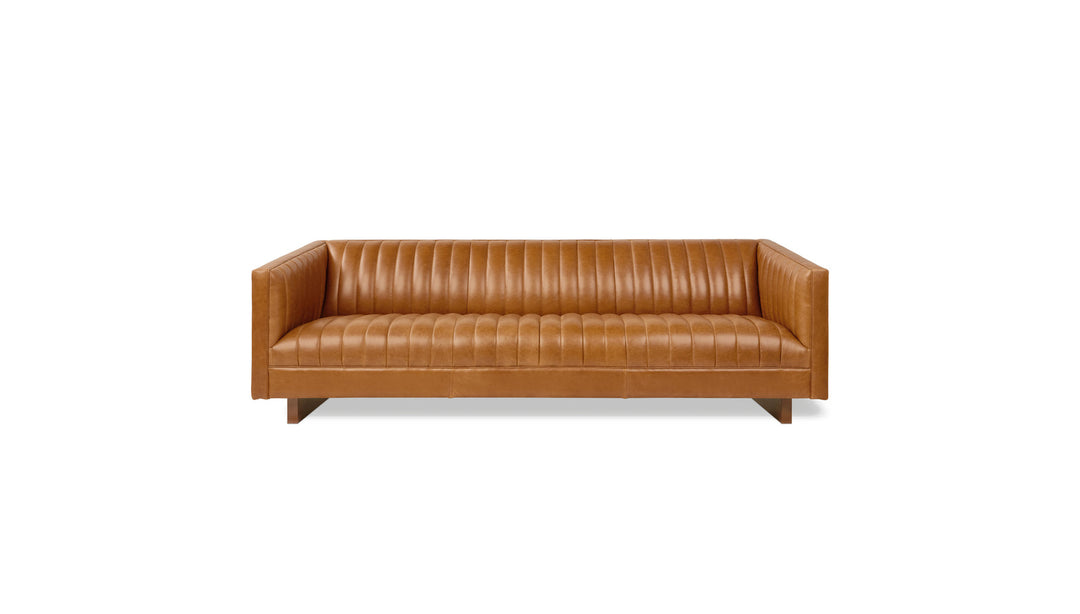 Wallace Sofa in Tucson Sienna Leather on white background