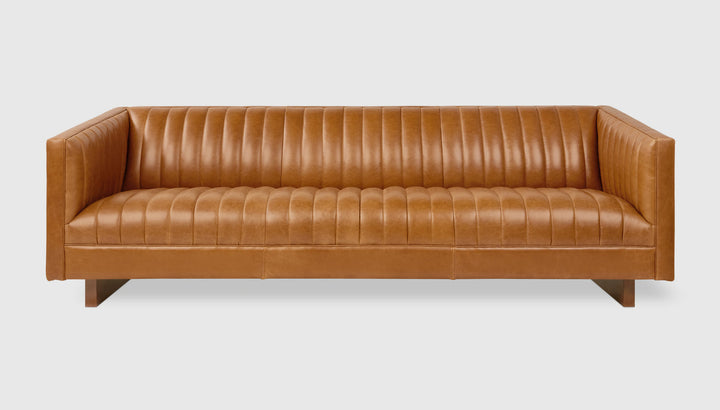 Wallace Sofa in Tucson Sienna leather on white background