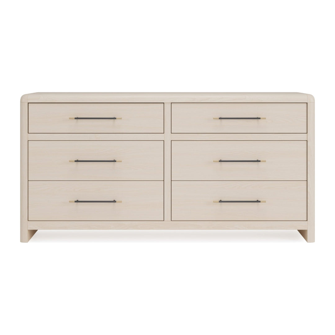 Wallen Six Drawer Dresser by Modus in White Sand — on a white background