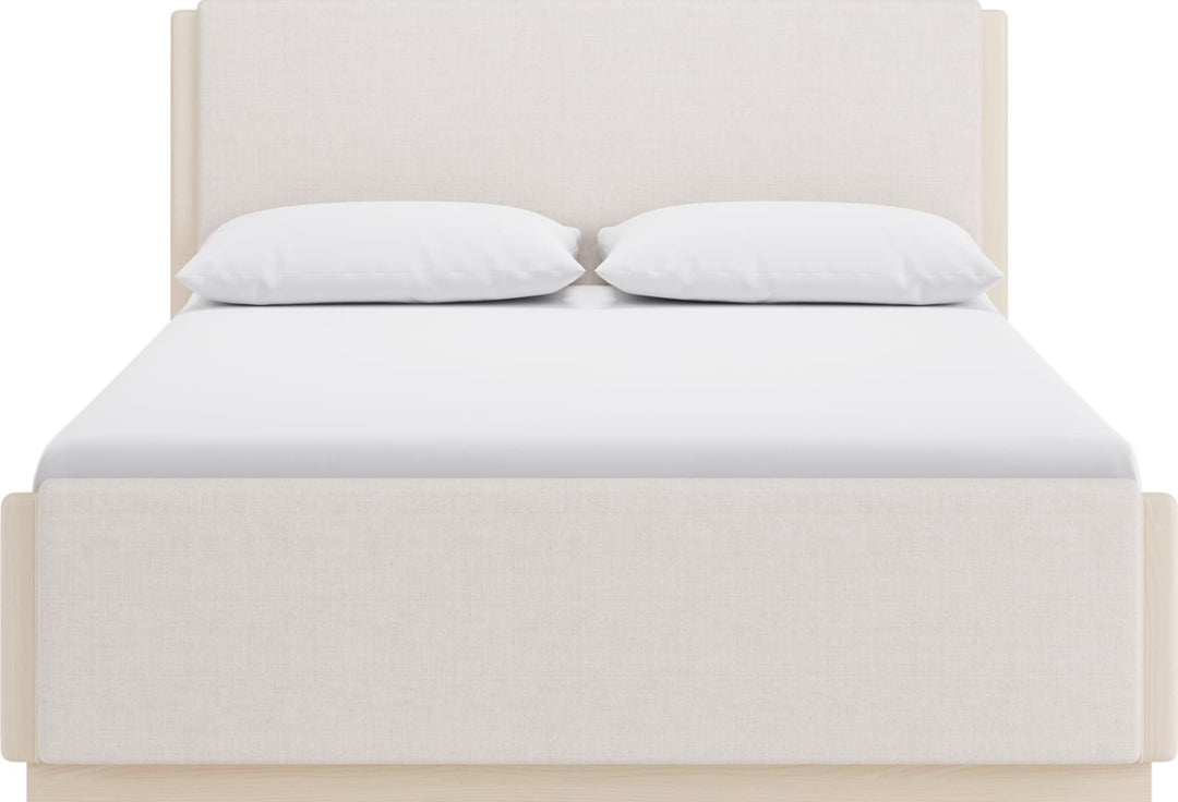 Wallen Upholstered Bed in White Sand — white background, front view