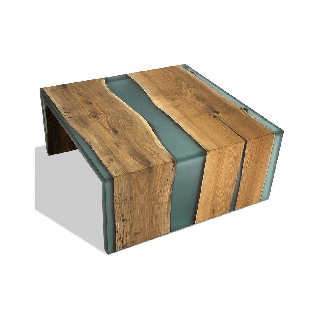 Walnut Wood Frosted Waterfall Coffee Table Arditi Collection
