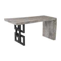 Waterfall Desk Gray Stone, Satin Black Overlap Leg Phillips Collection