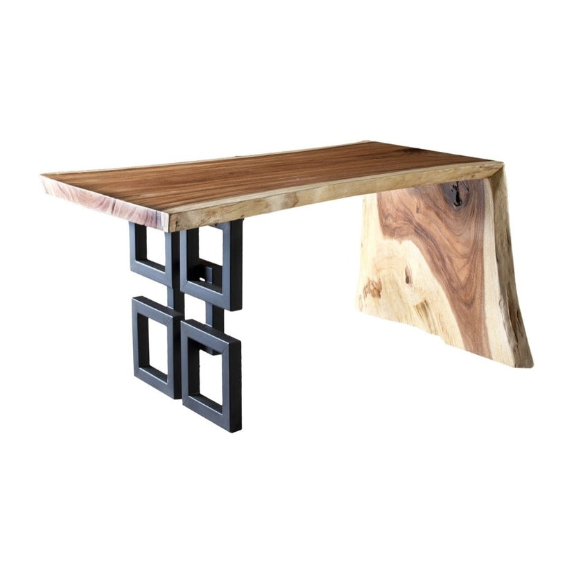 Waterfall Desk Natural, Satin Black Overlap Leg Phillips Collection