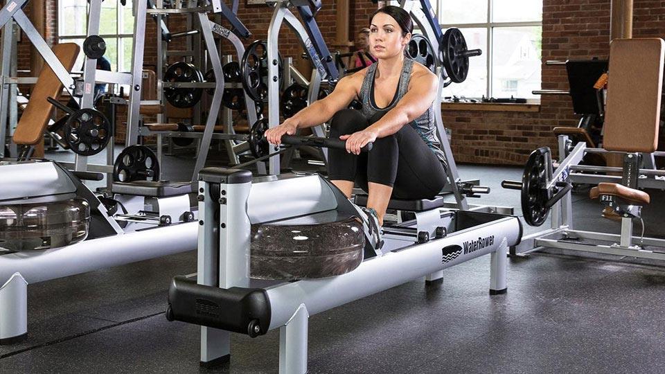 WaterRower M1 Metallic in Silver in a gym