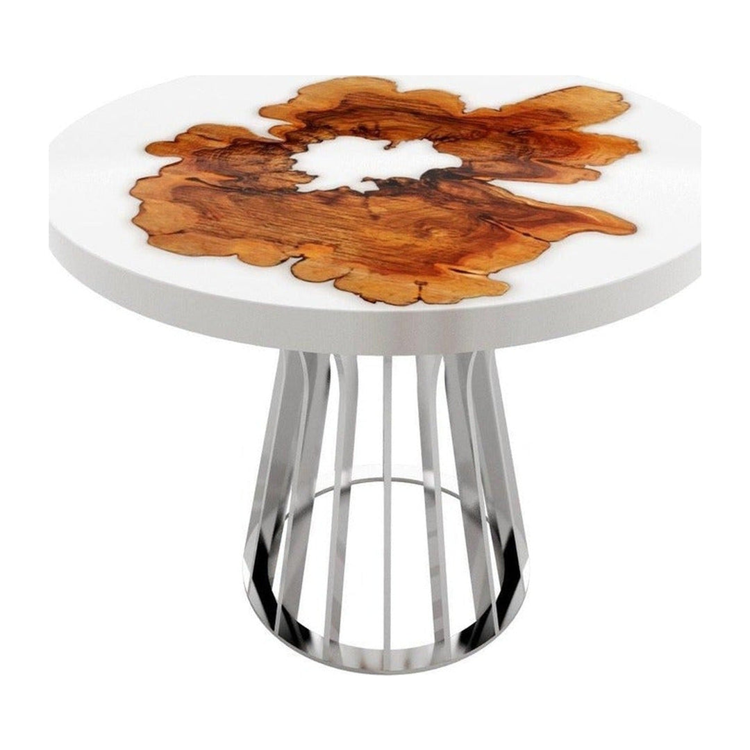 White Amiata Olive Wood Round Dining Table Arditi Collection