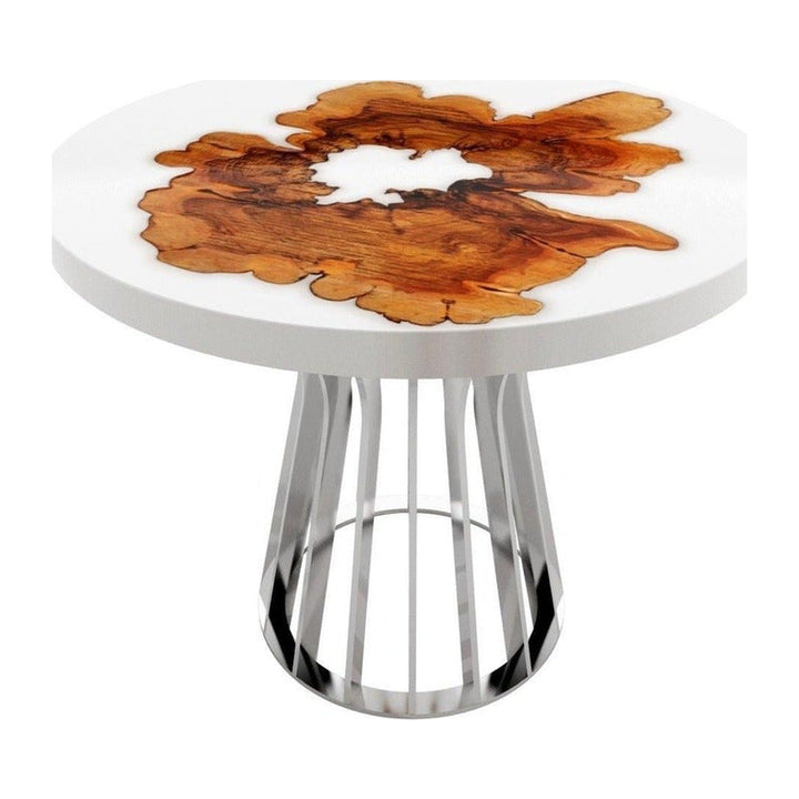 White Amiata Olive Wood Round Dining Table Arditi Collection