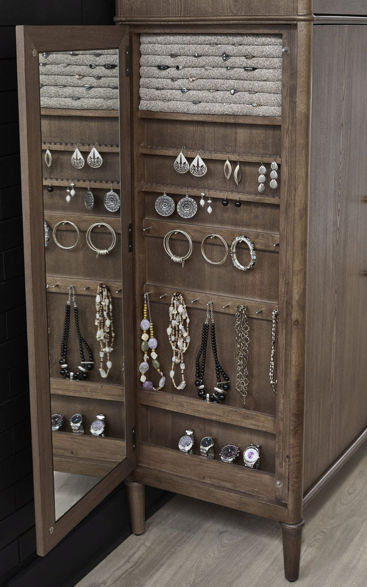 Whitmore Door Chest with Jewelry Storage in Claystone — detail view